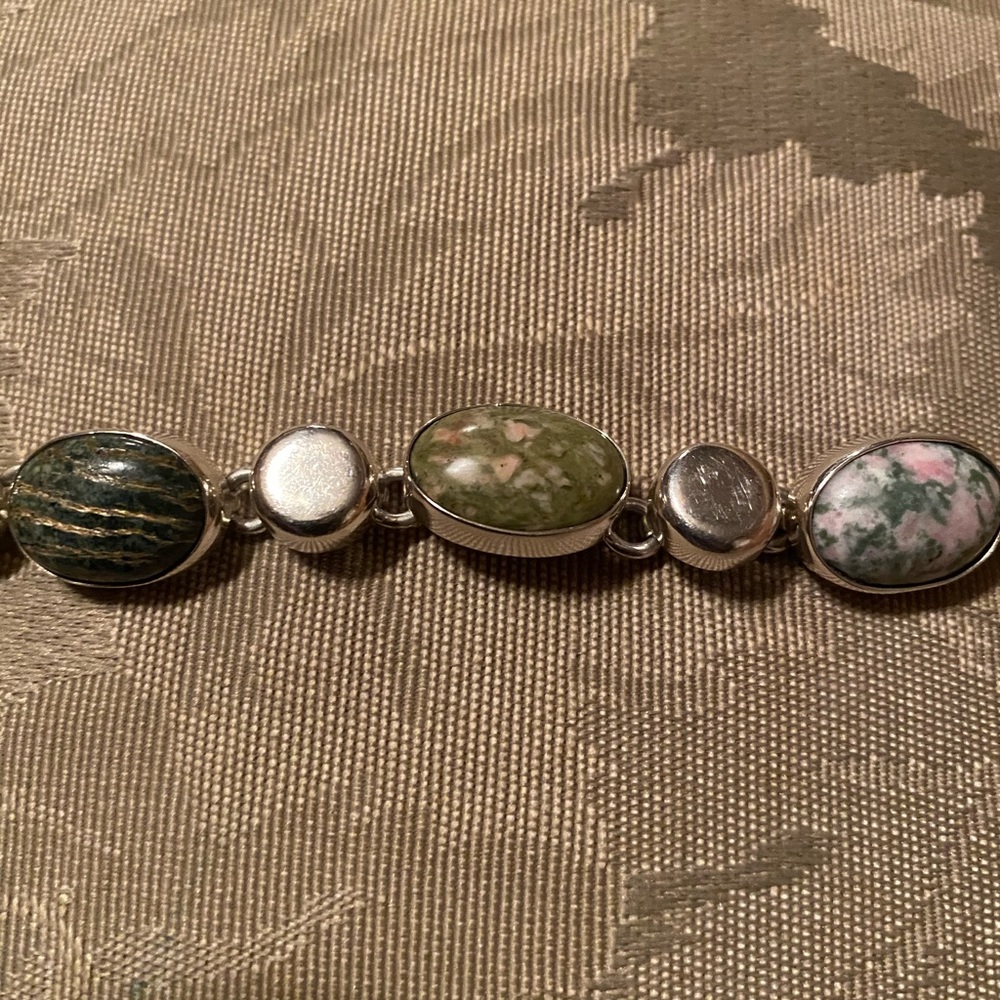 Multi Stone Sterling Silver Toggle Bracelet - image 4